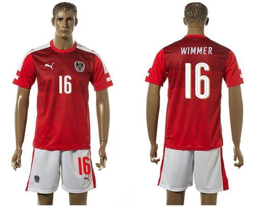 Austria #16 Wimmer Red Home Soccer Country Jersey - Click Image to Close